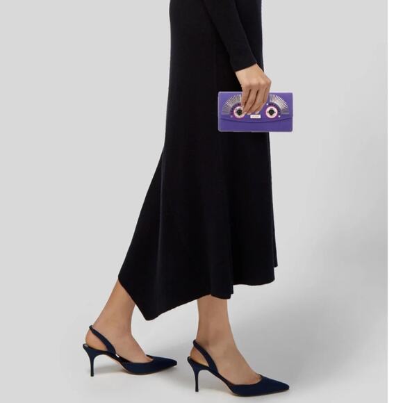 Kate Spade Liana Monster Purple Leather Clutch Wallet NWT Retail $278 - Picture 2 of 16